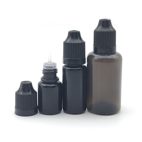 Botella vacía de plástico PE con tapa a prueba de niños, botella de líquido con cuentagotas, color negro, 5ml, 10ml, 30ml, 1/5/10 Uds. ► Foto 1/6