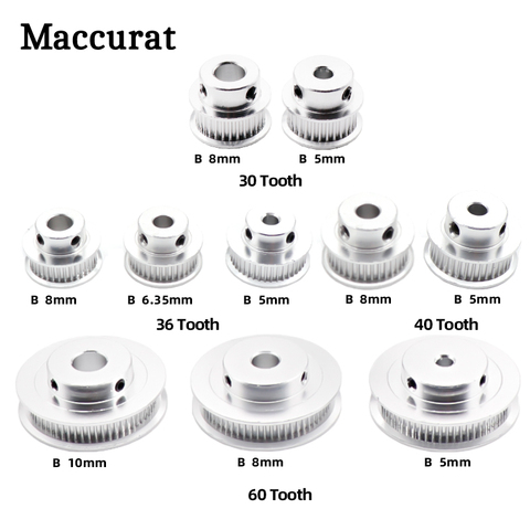 GT2-poleas de sincronización de 30, 36, 40, 60 dientes, 2Gt, piezas de rueda, diámetro de 5mm, 8mm, 10mm, dientes de engranaje de aluminio, ancho de 6mm, 10mm, Piezas de impresora 3D, 1 ud. ► Foto 1/6