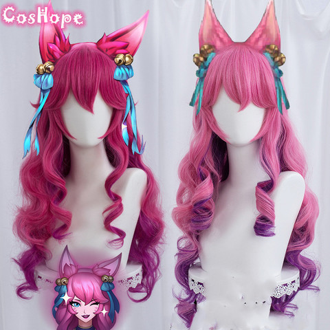 Spirit Blossom Ahri-Peluca de Cosplay de LOL para mujer, 70cm, rizado largo, ondulado, Cosplay, Anime, resistente al calor, sintética, Halloween ► Foto 1/5