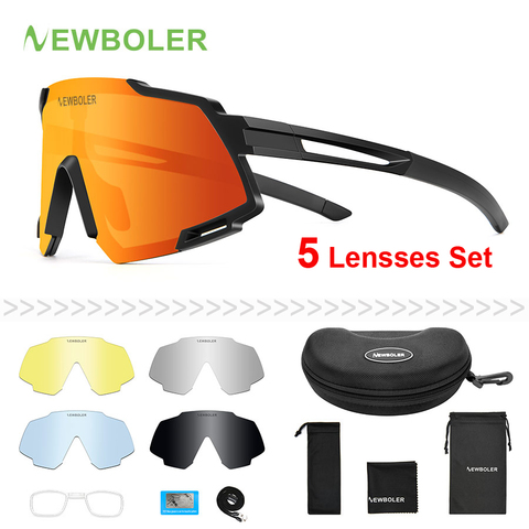 NEWBOLER-gafas de sol deportivas polarizadas para hombre, gafas de Ciclismo de carretera para bicicleta de montaña, protección de conducción, 5 lentes ► Foto 1/6