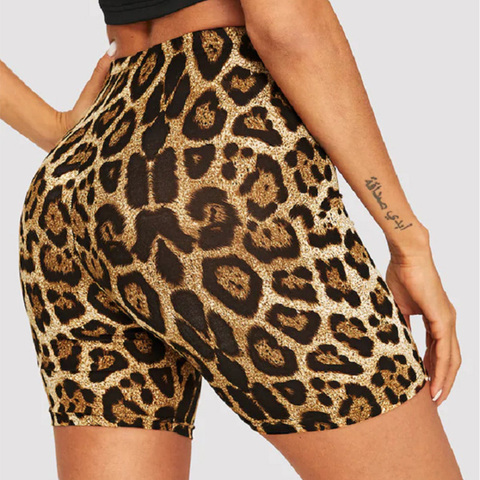 Pantalones cortos con estampado de leopardo para mujer, Shorts informales con estampado de serpiente para Fitness, de cintura alta ► Foto 1/6