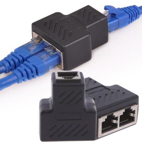 Adaptador de extensor de red Ethernet, dos RJ45, interfaz de conector 1 a 2 LAN, divisor de enchufe, conector para toma RJ45 ► Foto 1/6