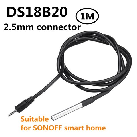 Conector de acero inoxidable para SONOFF smart home DS18B20, 2,5mm, resistente al agua, sonda del sensor de temperatura, 1M ► Foto 1/2