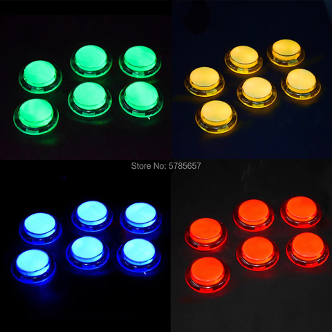 Juego de botones de arcade LED, 6 uds., botón de recreativas iluminado de 5V, botón de copia Sanwa, interruptor de botón para DIY Raspberry pi MAME PC Pandora ► Foto 1/6