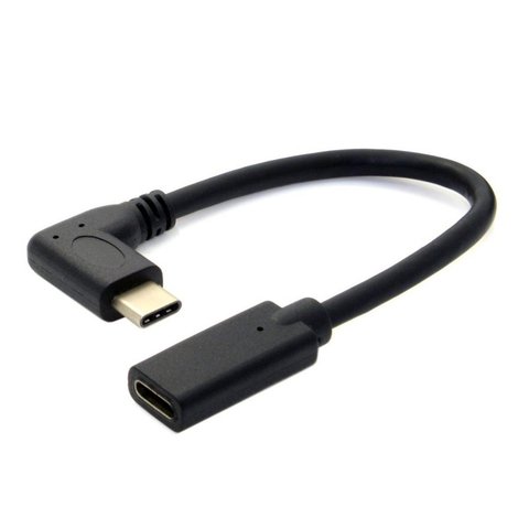 Cable extensor USB 3.1 tipo C macho de 90 grados a USB-C hembra, cable de extensión universal de 0.3 metros con diseño reversible ► Foto 1/6