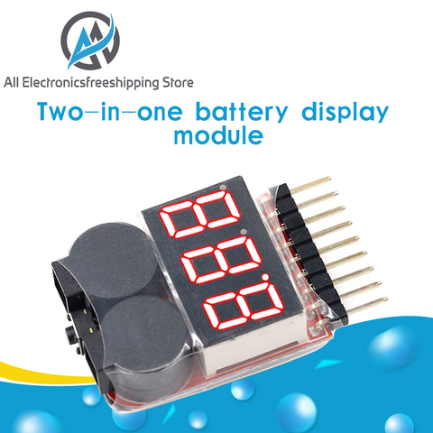 Probador de voltaje 2 en 1 para batería Lipo/Li-ion/Fe, alarma de vibración de bajo voltaje, para 1-8S ► Foto 1/6