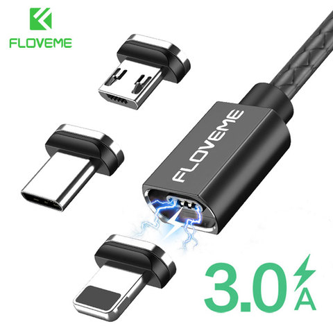 FLOVEME-Cable USB de tipo C magnético, accesorio de carga de 3A y 1M compatible con iPhone 11, 7, 8, Redmi Note 8 Pro ► Foto 1/6