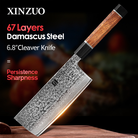 XINZUO-cuchillo de cocina de acero damasco VG10, herramienta de corte de carne con mango de Ironwood para el desierto, 6,8 pulgadas ► Foto 1/6