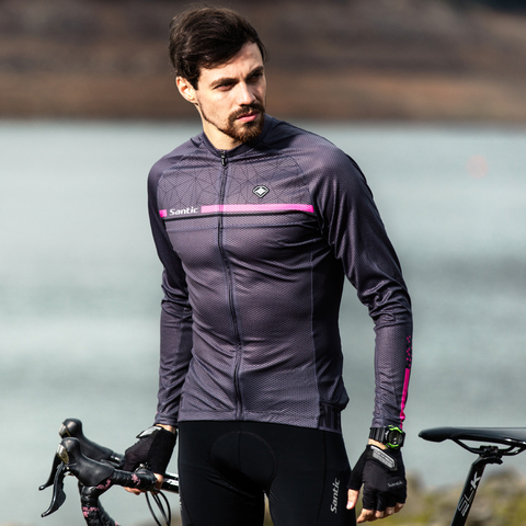 Santic-camisetas de ciclismo para hombre, Jersey de manga larga, cómodo, protector solar, talla asiática, WM0C01111 ► Foto 1/6