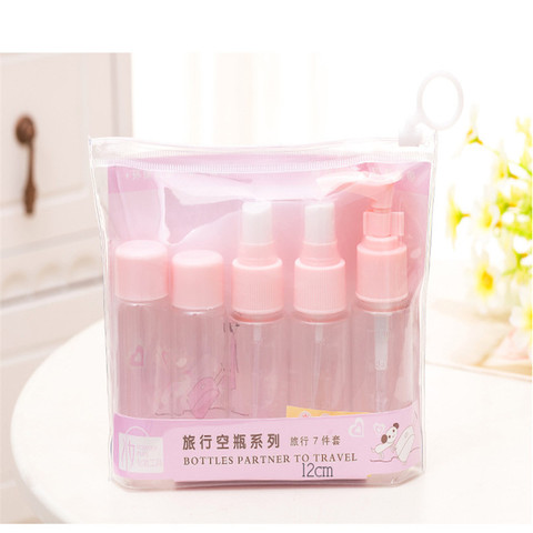 Mini juego de botellas rellenables de viaje para maquillaje, bote de plástico transparente para crema de maquillaje, contenedor de cosméticos, 7 Uds. ► Foto 1/6