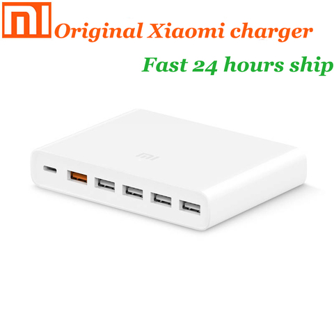 Original xiaomi USB cargador 60W smartphone almohadilla de carga de salida 1 Tipo C 6 Puerto 5 USB-A dual QC 3,0 de carga rápida 18W x2 adaptador ► Foto 1/6