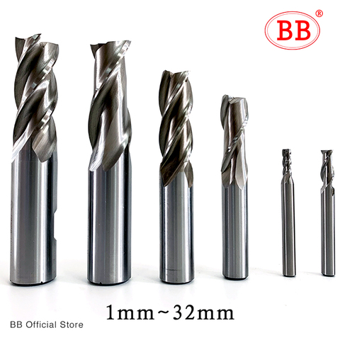 Molinos de extremo BB con alta calidad y precisión HSSAL diámetro del cortador de Metal 1-32mm 2 3 4 flauta herramienta de fresado de aluminio cnc ► Foto 1/6