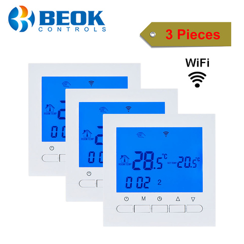 Termostato de pared azul 3 uds para caldera de Gas aplicación remota inteligente Control WIFI termorregulador de temperatura de calefacción ► Foto 1/6