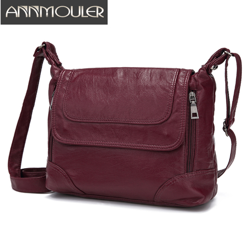 Annmouler-Bolso de hombro de diseñador para mujer, bandolera de cuero suave lavado, de lujo ► Foto 1/6