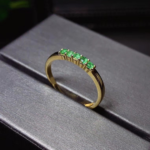 CoLife-anillo fino de Plata de Ley 925 para uso diario, anillo de Esmeralda Natural de 2mm, 5 piezas ► Foto 1/6