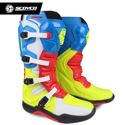 SCOYCO MBM001-botas para motocicleta, botas de carreras todoterreno de Color, equipo de protección pesado, botas altas rodilla para Motocross ► Foto 1/6