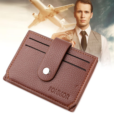 Mini tarjetero de cuero PU para hombre, cartera para tarjetas de crédito, envío XIN ► Foto 1/6