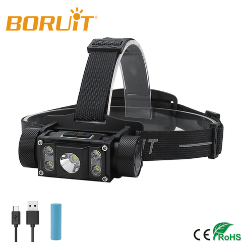 BORUiT 6000LM faro LED recargable impermeable faro TYPE-C XM-L2 + 4 * XP-G2 21700 linterna de cabeza para Camping caza pesca ► Foto 1/6