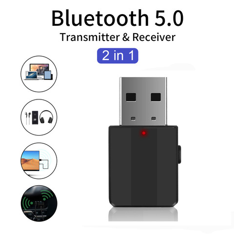 Receptor y transmisor inalámbrico USB Bluetooth 5,0, Mini adaptador de música estéreo AUX de 3,5mm para Radio de coche, TV y auriculares Bluetooth ► Foto 1/6