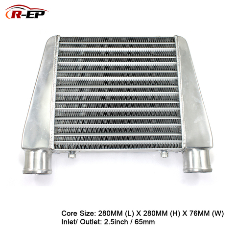 R-EP Intercooler Universal de 280x280x76mm de aluminio de la entrada de aire frío del radiador 2,5 pulgadas entrada 63mm salida para Turbo Coche ► Foto 1/6