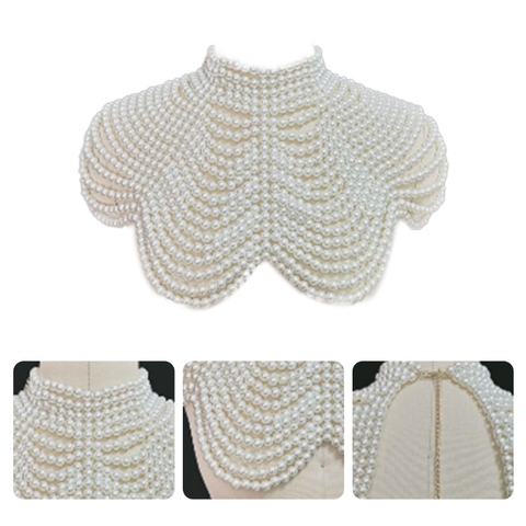 Perlas de imitación de mujer con cuentas gargantilla Bib Cadena de cuerpo chal joyas de cuello J78E ► Foto 1/6