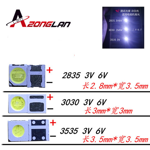 50-100 Uds para LG tv led luz 2835 de 3030, 3535 3V 6V 1W 3W kit de electronique led para tv lcd reparación genial blanco frío ► Foto 1/3