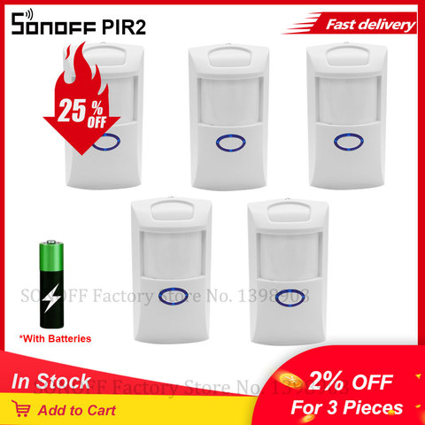 SONOFF-Sensor de movimiento Itead PIR2 con batería, alarma PIR inalámbrica, Detector de Sensor de movimiento, 433Mh RF, funciona con SONOFF RF Bridge ► Foto 1/6