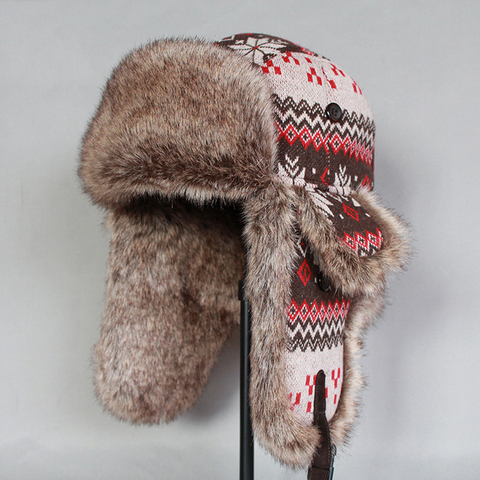 Sombrero Bomber de Invierno para mujer, sombrero de cazador piel sintética rusa, gorro de nieve Ushanka con orejeras ► Foto 1/6