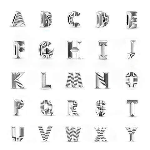 Original nuevo 925 de alfabeto de plata tapón Clip de granos de los encantos Pan reflexiones pulsera DIY joyería de las mujeres ► Foto 1/3