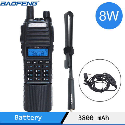 Baofeng-walkie-talkie de alta potencia UV-82 plus, 8 vatios, batería de 3800mAh, con conector DC, banda Dual, radio de mano de 10km ► Foto 1/6