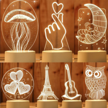 Lámpara LED 3D para decoración del hogar, luces de noche creativas, ilusión, novedad ► Foto 1/4
