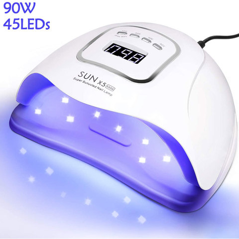 Lámpara UV LED para uñas, con función de memoria, para secado de esmalte de Gel, 45 LED, para manicura, uso doméstico y salón de manicura ► Foto 1/6