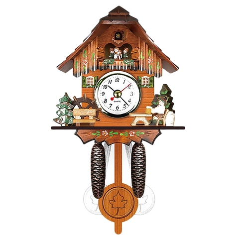 Reloj de cuco pared de madera antiguo, reloj con alarma, campana, oscilación, decoración artística para el hogar 006 ► Foto 1/1