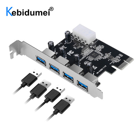 Adaptador de tarjeta de expansión PCI Express PCI-E a USB 3,0, 4 puertos, 5 Gbps de velocidad, USB 3 0, PCI E PCIe Express 1x para escritorio ► Foto 1/6