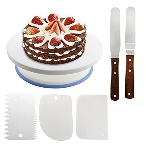 Plato giratorio de plástico para Pastel de Navidad, cuchillo para masa, decoración, soporte para tortas, 10 pulgadas ► Foto 1/6