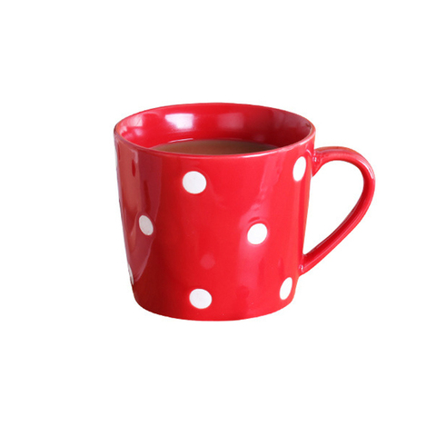 Tazas de café de lunares de 200ml, taza de leche creativa de cerámica para agua de zumo, artículos para beber para el hogar, color rojo y rosa ► Foto 1/6