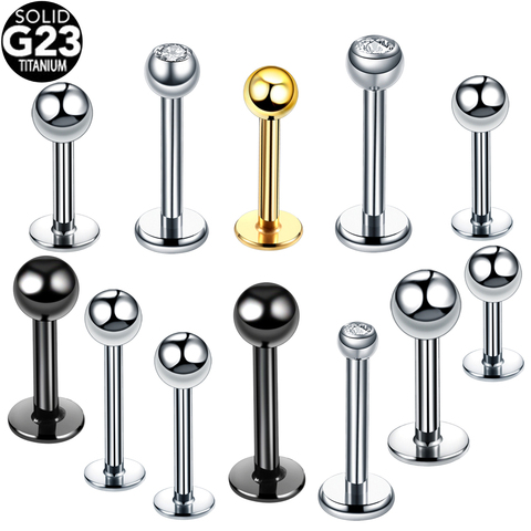 10 uds/20 piezas uds/50 Uds G23 de titanio Labret perforación interior y exterior diseño labio Labret Piercing Stud cartílago Helix Piercing ► Foto 1/6