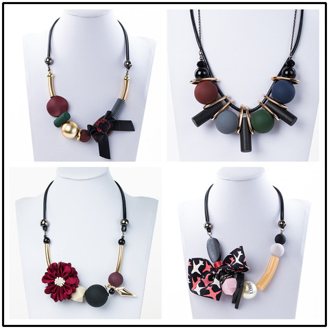 Cadena coreana para suéter, collar de eslabones, cuentas, colgante geométrico de flor redonda para mujer y niña, collares para fiesta, joyería de Navidad ► Foto 1/6