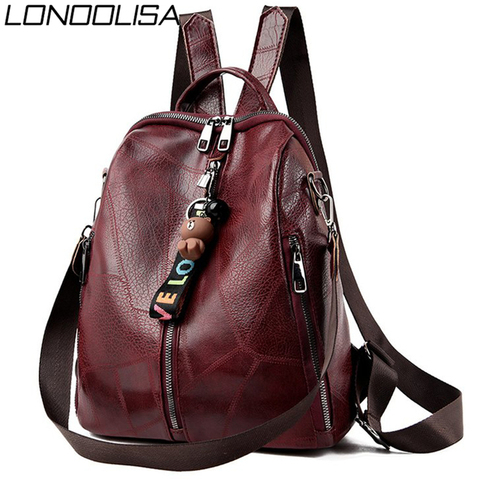 Mochila Retro multifunción para mujer, bolso escolar de cuero para chicas adolescentes, bandoleras de viaje, 2022 ► Foto 1/6