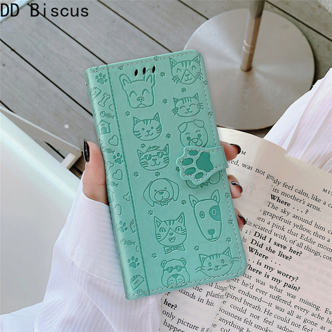 Funda de cuero con dibujos de animales para Samsung Galaxy, funda tipo billetera para Samsung Galaxy A21S M21 A51 A71 A50 A30S A70 S20 Plus Ultra S10 Note 10 Lite A41 cat Dog ► Foto 1/6