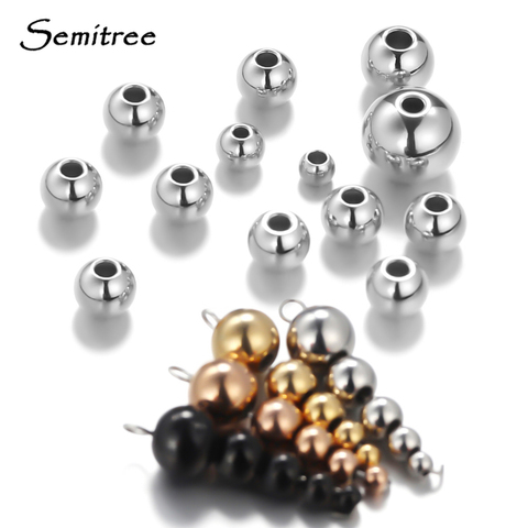 Semitree 3mm 4mm 5mm 6mm 8mm 10mm de acero inoxidable de oro rosa negro colgante de cuentas con separador suelto pulseras DIY con cuentas de perlas para la fabricación de la joyería ► Foto 1/5