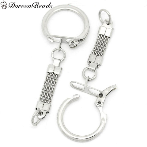 DoreenBeads-Llavero de aleación con base de hierro, Color plata, redondo, 62mm x 23mm, 30 Uds. ► Foto 1/3