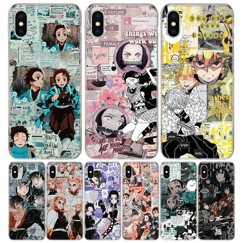 Kimetsu No Yaiba demonio asesino Anime cubierta del teléfono para el Iphone 11 12 Mini Pro X 7 6X8 6S Plus XS MAX + XR 5S SE 10 9 arte TPU Co ► Foto 1/6