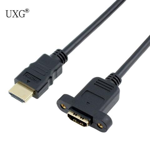 HDMI-A 1,4 V 19pin macho A Hdmi un tipo Cable de extensión hembra con agujero de Tornillo de montaje de Panel de bloqueo 30cm 60cm 100cm 150cm 1ft 2ft 3ft ► Foto 1/4