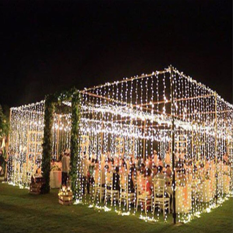 Impermeable luz del carámbano guirnalda en la cortina de ventana de luces de cadena al aire libre lámpara de jardín de hadas de Navidad luces decoración de Año Nuevo ► Foto 1/6