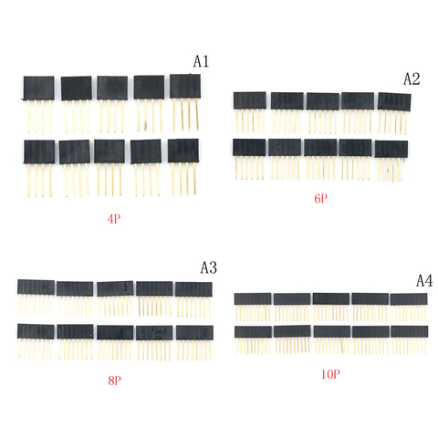 10 Uds 2,54mm 4/6/8/10 Pin patas largas apilables hembra cabecera para escudo Arduino ► Foto 1/6