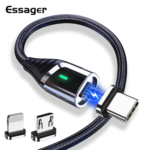 Essager-Cable Micro USB magnético para móvil, Cable de datos magnético de carga rápida para iPhone 12, Xiaomi Oneplus, USB tipo C ► Foto 1/6