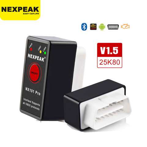 ELM327 V 1,5 OBD2 escáner Bluetooth NX101 Pro con Chip PIC18F25K80 para Android OBD 2 herramienta de diagnóstico de coche OBD2, herramienta de escáner ► Foto 1/6