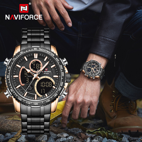 NAVIFORCE-Reloj de lujo para hombres, cronógrafo deportivo Digital de cuarzo, luminoso, resistente al agua, Masculino ► Foto 1/6