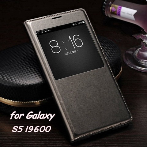 Funda de cuero delgada con tapa para Samsung Galaxy S5 S 5, i9600, Smart Sleep Wake View, S5 con Chip resistente al agua ► Foto 1/6